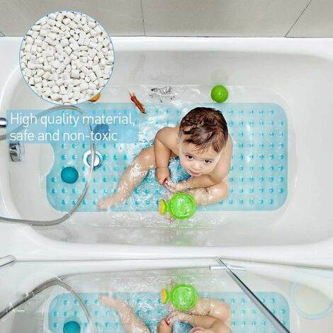 Bath mat, anti-mold, non-slip, pebbles, with suction cup, bathroom, extra long, machine washable, hand washable 100 x 40 cm