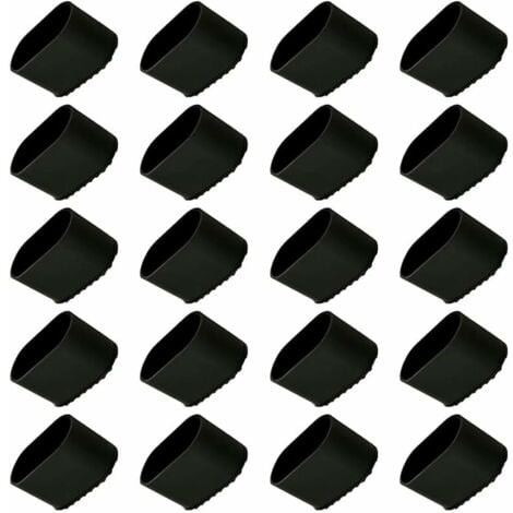 Chair leg cap, 20 pieces Chair leg protector, floor protector, foot tips, plastic chair leg, floor protector, 40x20 mm protective cap for oval tubes, tube caps for garden chairs