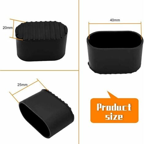 Chair leg cap, 20 pieces Chair leg protector, floor protector, foot tips, plastic chair leg, floor protector, 40x20 mm protective cap for oval tubes, tube caps for garden chairs
