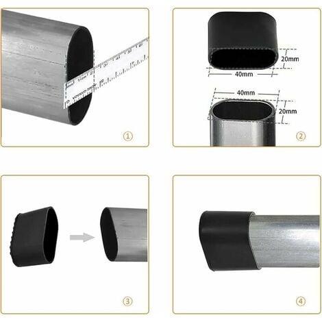 Chair leg cap, 20 pieces Chair leg protector, floor protector, foot tips, plastic chair leg, floor protector, 40x20 mm protective cap for oval tubes, tube caps for garden chairs