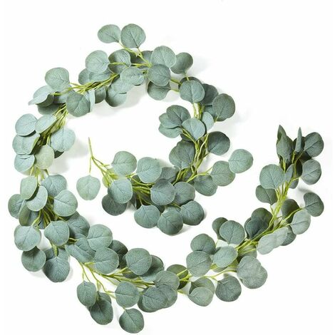 Artificial Eucalyptus Wreath Faux Eucalyptus Leaves Handmade Eucalyptus Vine Green Leaves Garland for Wedding Home Kitchen Office Wedding Walls Decor - 1pcs (1/5)