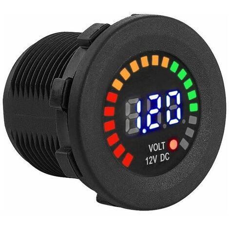 Voltmeter, 12V Motorcycle Car LED Digital Display Voltmeter Voltage Waterproof Voltmeter Gauge Digital Display Black Car Battery Voltage Gauge Monitor Tester Voltmeter