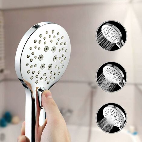 Water Saving Anti-Limescale Shower Head, Filtering Shower Head with 3 High Pressure Modes, Handheld Shower Head Universal Filter Bathroom Shower Head