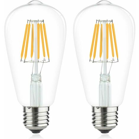 6W E27 ST64 Filament Edison Led Bulb 220V Led Vintage Classic Warm White 2700K 60W Halogen Bulb 600lm Equivalent for Motorhome, Yacht, Steamer, etc(2pcs, Dimmable) [Energy Class A++] (1/5)