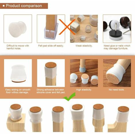 【Lastest】 28Pcs Silicone Chair Feet Protector, Silicone Chair Feet Caps, Chair End Cap with Non-slip Felt Prevent Floor Scratches and Reduce Noise, transparent
