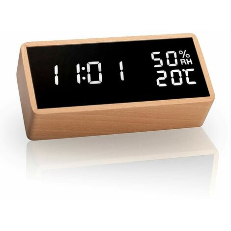 LED alarm clock Digital alarm clock table clock with voice control, date, temperature and humidity, for home, bedroom, children's room and office (1/5)