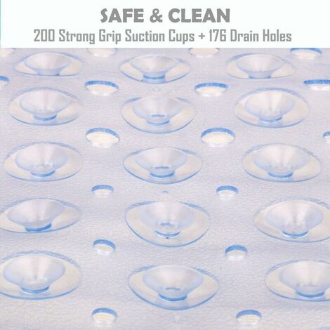 Slip Bath Mat  30% Extra Long Bath Mat  Bathtub Mat  Shower Mat with 200 Suction Cups,40.5 x 101cm/16 x 40 in (Transparent Green)