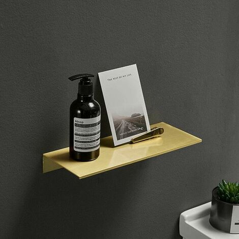 Brushed Gold Aluminum Bathroom Shampoo Cosmetic Shelves Wall Mounted Kitchen Toilet Shower Storage Rack Accessories,20cm (1/5)