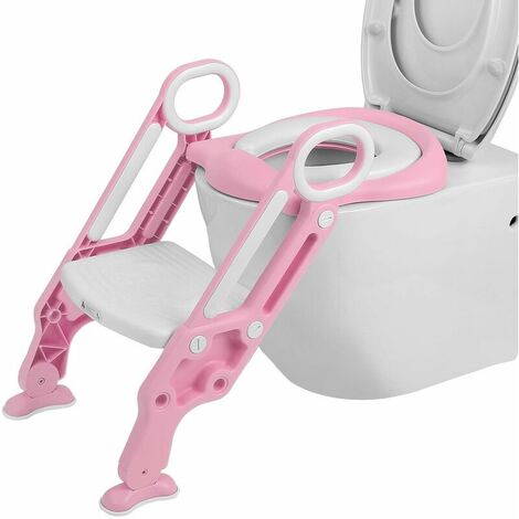 Toilet support with stairs, child toilet seat Toilet accessory for toilet 38-42cm, pink