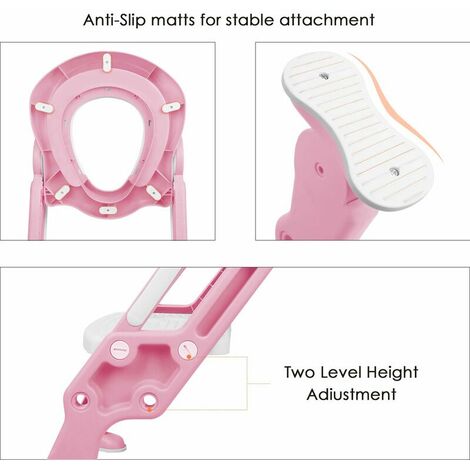 Toilet support with stairs, child toilet seat Toilet accessory for toilet 38-42cm, pink
