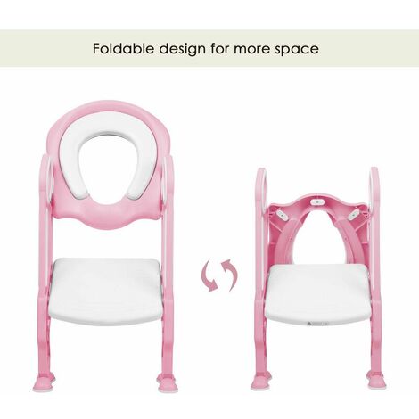 Toilet support with stairs, child toilet seat Toilet accessory for toilet 38-42cm, pink