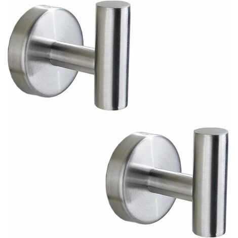Towel Hook SUS 304 Stainless Steel Bathroom Kitchen Coat Hooks Versatile Bathrobe Wall Hook, Brushed Silver - 2 Pieces (1/5)