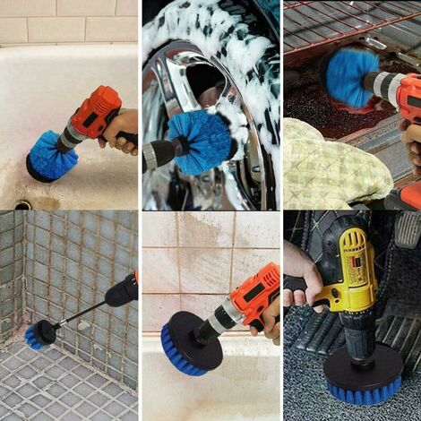 Drill Brush Attachment Drill Brushes Attachment Scrubber Cleaning Kit for Cleaning Car Shower Tile Wheels Upholstery Mortar Mat 4PCS Blue