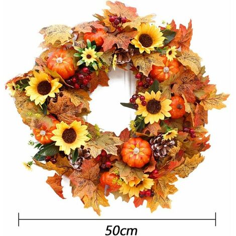 Halloween Wreath Fall Decoration Wreath with Light Pumpkin Wreath Table Wreath Thanksgiving Wall Decor Halloween Christmas Leaf Decoration Pendant Wreath  2