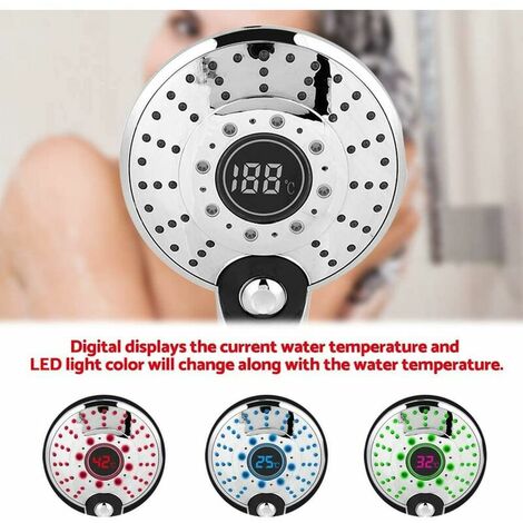 LED Shower Head Spray Head With 3 Color Changing Digital Display ...