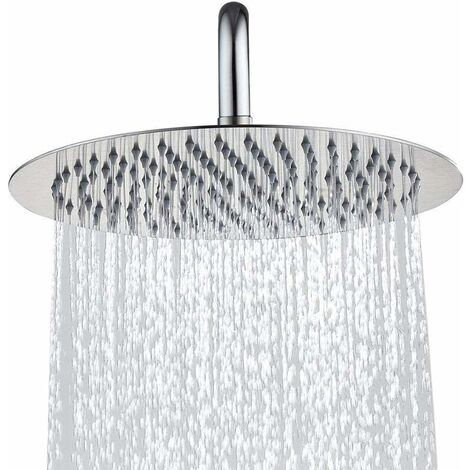 Shower Head Anti-Lime 304 Stainless Steel Ultra-Thin Round Shower Head High Pressure Adjustable Rain Shower Head for Bathroom, 10 Inch (1/5)
