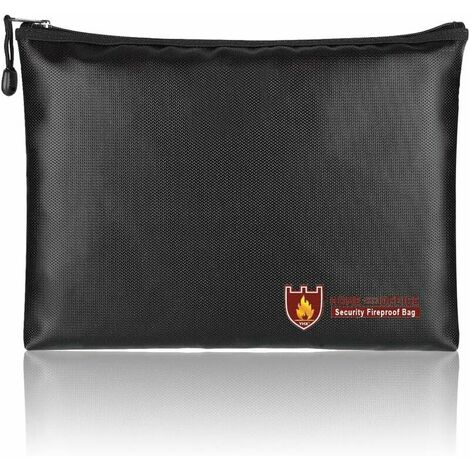 Flame Retardant Document Bag, Waterproof Document Bag, Lipo Safety Bag, Fire Safety Bag (Black, 24x34cm)