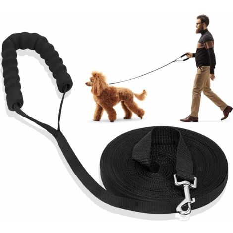 Dog Training Leash Dog Lanyard Strap Long Leash with Padded Handle for Small to Large Size -20M Dogs, Black (1/5)