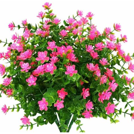 Artificial Fake Flowers Outdoor, Faux Plastic Greenery for Indoor Outdoor Hanging Planter Home Office Wedding Farmhouse Decor 8 Pcs Rose (1/5)