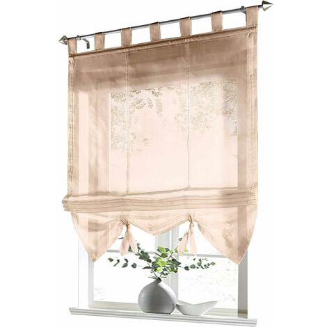 Roman Shades with Buckles Curtains Kitchen Roman Shades Transparent Buckle Modern Blind Curtains Veil The Sand LxH 120x155cm 1 piece (1/5)