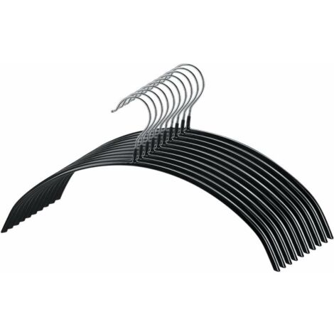 10 Pack Anti-Slip Hangers, Super Grip Metal Hangers, Ideal for Shirt, Jacket - 36 cm - Black (1/5)