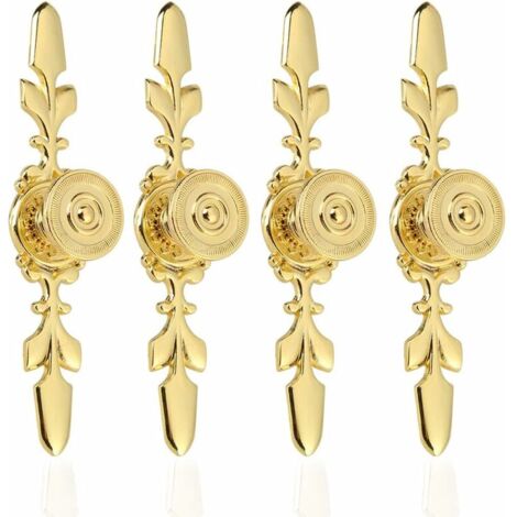 4Pcs Drawer Handles Vintage Style Zinc Alloy Knob Furniture Pull Drawer Wardrobe Closet Cabinet with Screws Home Decoration (Golden) (1/5)