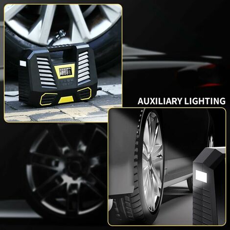 Car Tire Inflator, Portable 12V Car Air Compressor with Digital Display, Autonomous Electric Pneumatic Inflator with Handle, Cigarette Lighter Plug for Car/Motorcycle/Balloon/Bike