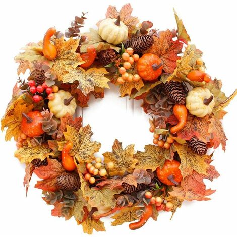 Decorative Halloween Wreath - Decorative Wreath - Light Pumpkin Wreath - Door Wreath - Wall Decor - Thanksgiving Halloween Christmas - Leaves Decoration