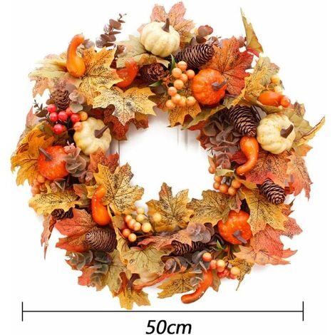 Decorative Halloween Wreath - Decorative Wreath - Light Pumpkin Wreath - Door Wreath - Wall Decor - Thanksgiving Halloween Christmas - Leaves Decoration