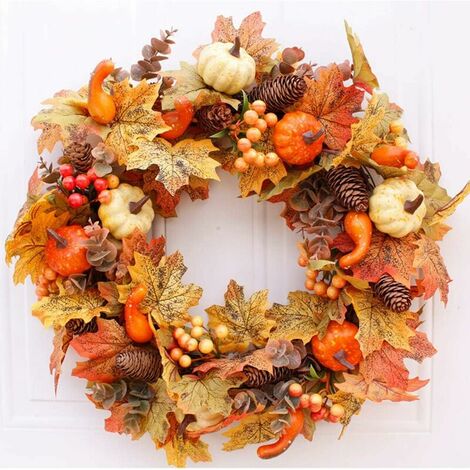 Decorative Halloween Wreath - Decorative Wreath - Light Pumpkin Wreath - Door Wreath - Wall Decor - Thanksgiving Halloween Christmas - Leaves Decoration