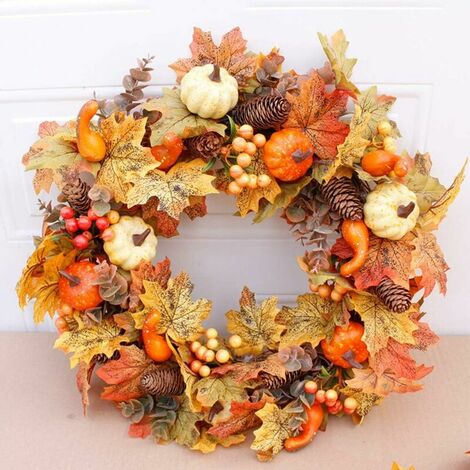 Decorative Halloween Wreath - Decorative Wreath - Light Pumpkin Wreath - Door Wreath - Wall Decor - Thanksgiving Halloween Christmas - Leaves Decoration