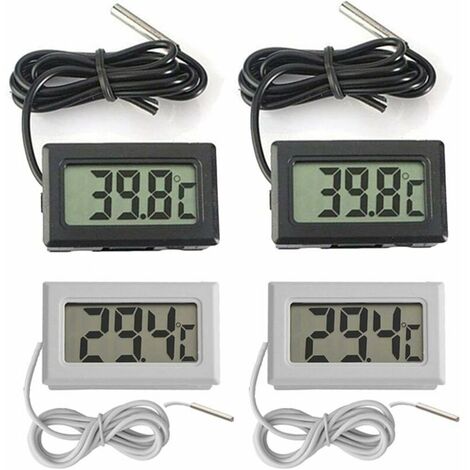 Mini Digital LCD Thermometer Temperature -5070 Temperature Sensor Tester for Fridge Freezers Aquarium (2X Black 2X White) (1/5)