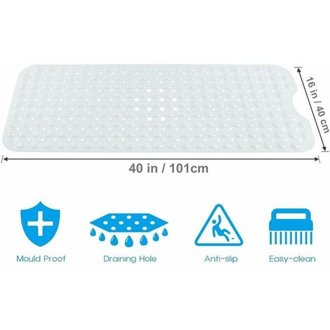 Non-slip bath mat with 200 suction cups 100 x 40 cm - Transparent