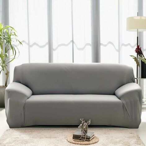 Sofa Cover Living Room Stretch Cover 3 Seater Chair Covers Spandex Decor (Grey) (1/5)