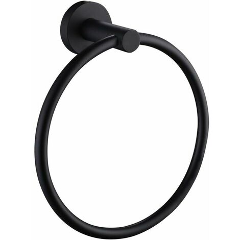 Matte Black Towel Ring, Modern Stainless Steel Hand Towel Holder Round Bathroom Kitchen Wall Mounted Storage Hanger (1/5)