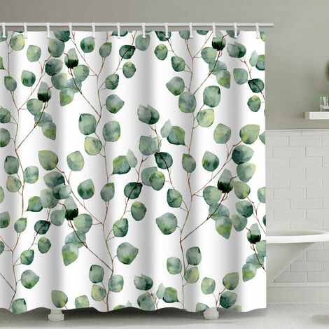 Green Shower Curtain Shower Curtain Polyester Fabric Anti-Mildew Waterproof Bathroom Curtain with Rings Hooks for Bathtub Green Leaf Round 180cm200cm