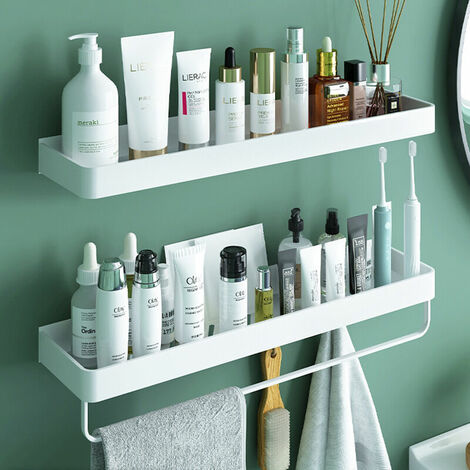 No Drilling Shower Shelf for Shower Rail - Bathroom Organizer Holder for Shampoo White40cm