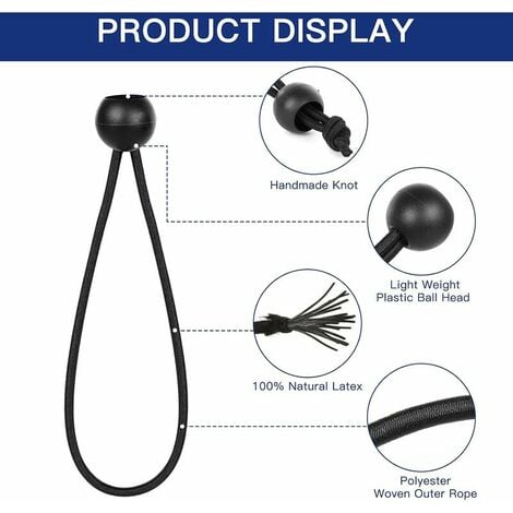 Ball Bungee Cords 8 Inch Elastic Cord with Ball, 50 PCS Heavy Duty Bungee Cord Balls Canopy Tarp Tie Home Depot for Camping, Shelter ,Cargo,Tent Poles UV Resistant