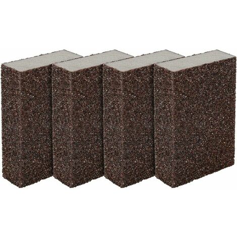 Pack of 4 sponges / sanding blocks for wet and dry surfaces, coarse (grade 80 to 100) sanding (1/5)