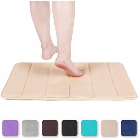 Memory Foam Bath Mat Absorbent Non-Slip Bath Mat Washable Bath Mat - 40 x 60 cm, Beige (1/5)