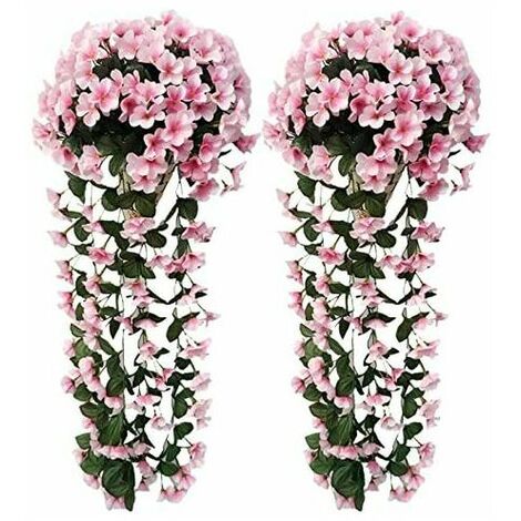 Artificial Wisteria Basket Vine Pink Artificial Hanging Flowers Fake Hanging Baskets Artificial Flowers for Garden Wall Fence Wedding Balcony Outdoor Inside Home Door Decoration (1/5)