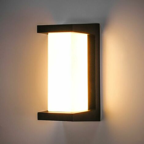 Exterior wall lamp, LED aluminum wall lamp, IP65 12W waterproof exterior wall lamp, modern wall lamp lamp square wall lamp wall lamp, suitable for gardens, courtyards, porches, balconies [Energy Class
