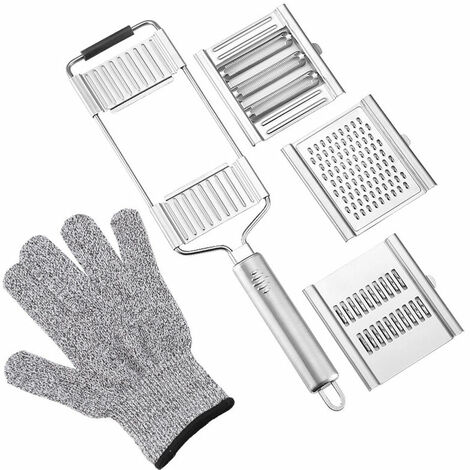 Improved Vegetable Slicer 4-in-1 Multi-Function Vegetable Chopper Stainless steel vegetable cutter for vegetables, fruits, cheese, lemon in the kitchen (4 in 1 + glove)