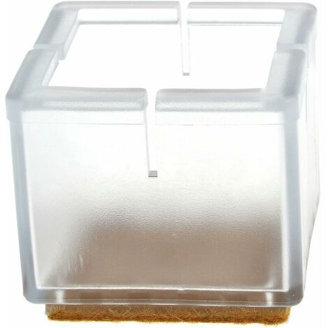 16 x Silicone Floor Chair Leg Caps Chair Leg Protector Opening Caps Furniture Table Cover Table Furniture Chair Legs Foot Covers Square Leg Protectors 33-35MM (Transparent)