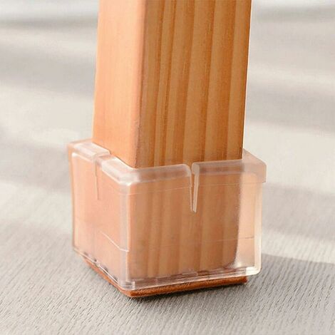 16 x Silicone Floor Chair Leg Caps Chair Leg Protector Opening Caps Furniture Table Cover Table Furniture Chair Legs Foot Covers Square Leg Protectors 33-35MM (Transparent)