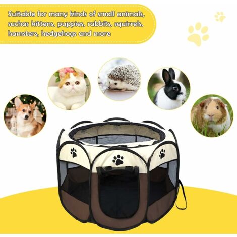Puppy Playpen Playpen Collapsible Fabric Pet Tent Collapsible Pet Puppy Cat Rabbit Pig Playpen Cage Kennel--Brown737343cm