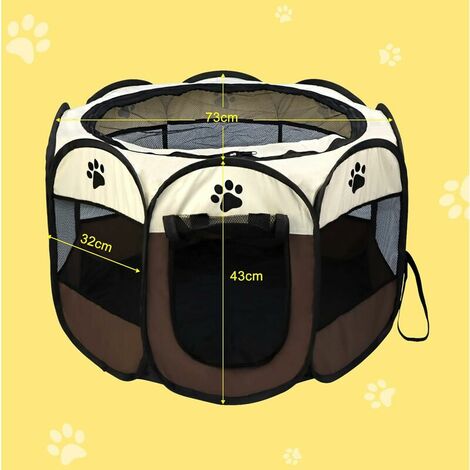Puppy Playpen Playpen Collapsible Fabric Pet Tent Collapsible Pet Puppy Cat Rabbit Pig Playpen Cage Kennel--Brown737343cm