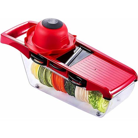 Mandoline slicer Vegetable chopper Multifunctional cutter 6-in-1 for potatoes, tomatoes, garlic, carrots and co.ukuits, Grater Vegetable, Julienne Slicer, Storage Container, Hand Protector, Garlic Pee (1/5)