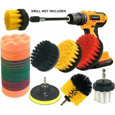 22 Piece Drill Brush Attachment Kit Electric Scrubber Drill Brush Kit Scrub Brush with Long Extension (1/5)