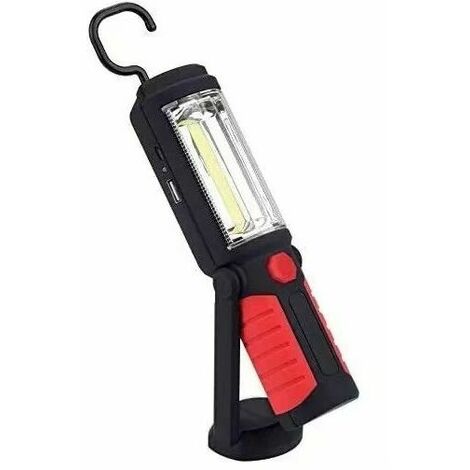 Hands-co.ukee Rechargeable LED Torch [NEW VERSION 2018] 3W COB LED Work Light 2 in 1 Flashlight for Camping / Hiking / Car / Garage / Workshop, Two Lighting Modes, Red (1/5)